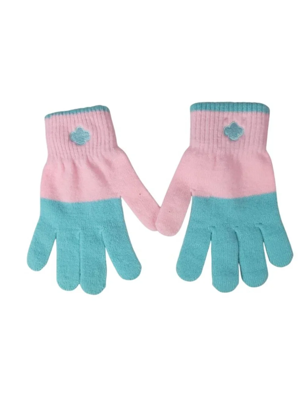 Girl Scouts Scarf And Gloves Set Pink Green Large XL Knit Embroid Logo 50